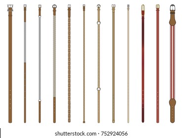 Set of 12 woman skinny belts in vector