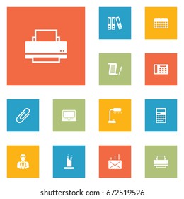 Set Of 12 Work Icons Set.Collection Of Mail, Contract, Manager And Other Elements.