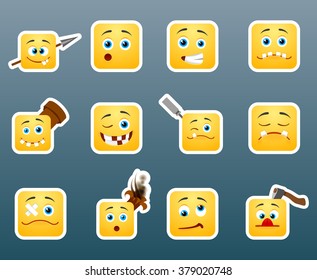 Set of 12 wounded smile stickers 