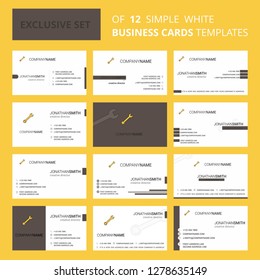 Set of 12 Wrench Creative Busienss Card Template. Editable Creative logo and Visiting card background