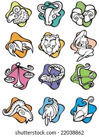 Set of 12 Zodiac signs, vector illustration