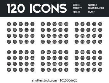 Set of 120 icons with different themes