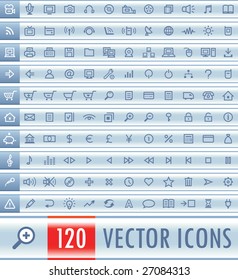 Set of 120 light vector web icons