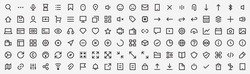 Set 120 Pc Web Icons, Basic Ux Ui Icons. Vector Illustration	