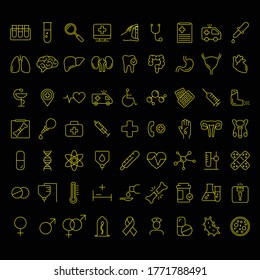 Set of 120 vector line icons and symbols in flat design medicine and health with elements for mobile concepts and web apps. Collection of modern medical and health life infographic logo and pictogram