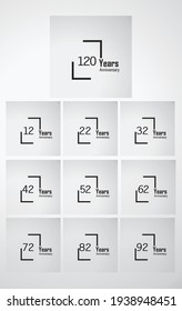 Set 120 Year Anniversary Vector Template Design Illustration box