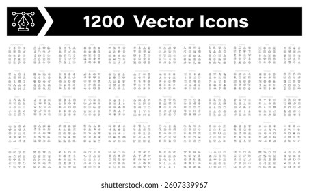 Set of 1200 modern thin line icons. Outline icons collection. High quality editable stroke icons. Linear icon set. Outline icons pack