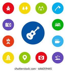 Set Of 13 Adventure Icons Set.Collection Of Location, Map, Bbq And Other Elements.