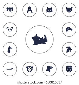 Set Of 13 Alive Icons Set.Collection Of Ape, Pussy, Diver And Other Elements.