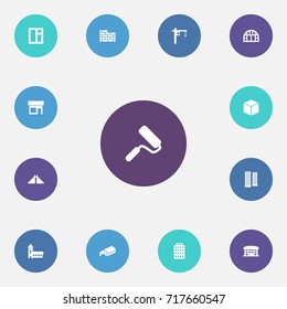 Set Of 13 Architecture Icons Set.Collection Of Botanical Garden, Window, Repair And Other Elements.