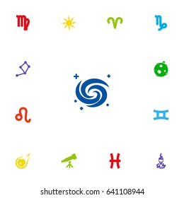Set Of 13 Astrology Icons Set.Collection Of Fishes, Lion, Augur And Other Elements.