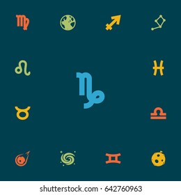 Set Of 13 Astrology Icons Set.Collection Of Archer, Lion, Twins And Other Elements.