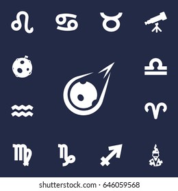 Set Of 13 Astronomy Icons Set.Collection Of Goat, Archer, Augur And Other Elements.