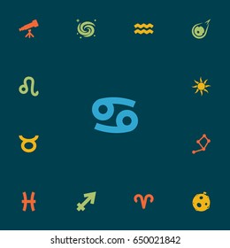 Set Of 13 Astronomy Icons Set.Collection Of Archer, Space, Ram And Other Elements.