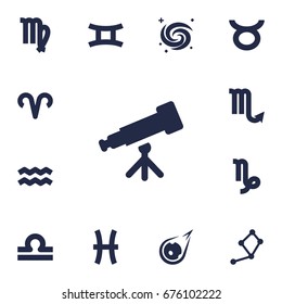 Set Of 13 Astronomy Icons Set.Collection Of Zodiac Sign, Space, Twins And Other Elements.