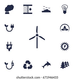 Set Of 13 Atmosphere Icons Set.Collection Of Energy, Cleaning, Leaf And Other Elements.