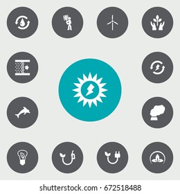 Set Of 13 Atmosphere Icons Set.Collection Of Fan, Treatment, Friendly And Other Elements.