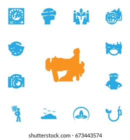 Set Of 13 Atmosphere Icons Set.Collection Of Warm, Fan, Energy And Other Elements.