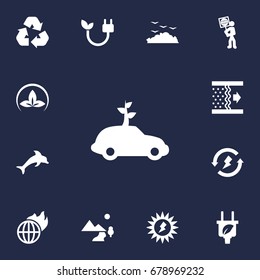 Set Of 13 Atmosphere Icons Set.Collection Of Fish, Renewable, Purification And Other Elements.