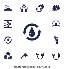 Set Of 13 Atmosphere Icons Set.Collection Of Renewable, Fish, Cleaning And Other Elements.