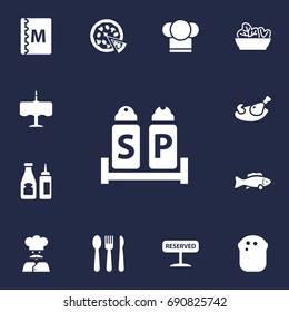 Set Of 13 Bar Icons Set.Collection Of Food, Chef, Book And Other Elements.