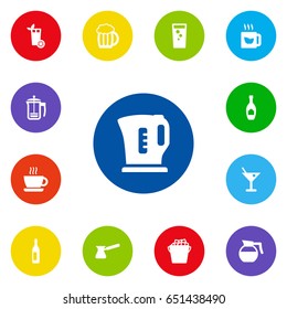 Set Of 13 Beverages Icons Set.Collection Of Drink, Hot, Wine And Other Elements.
