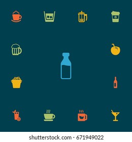 Set Of 13 Beverages Icons Set.Collection Of Wine, Cup, Cream And Other Elements.
