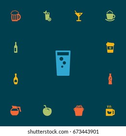 Set Of 13 Beverages Icons Set.Collection Of Fridge, Wine, Soda And Other Elements.