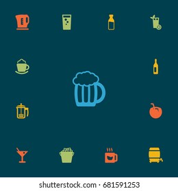 Set Of 13 Beverages Icons Set.Collection Of Soda, Cream, Green Tea And Other Elements.