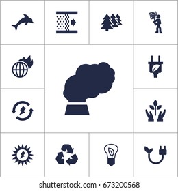 Set Of 13 Bio Icons Set.Collection Of Contamination, Protection, Cleaning And Other Elements.