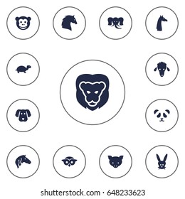 Set Of 13 Brute Icons Set.Collection Of Night Fowl, Camelopard, Bunny And Other Elements.