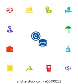 Set Of 13 Budget Icons Set.Collection Of Strongbox, Purse, Terminal And Other Elements.