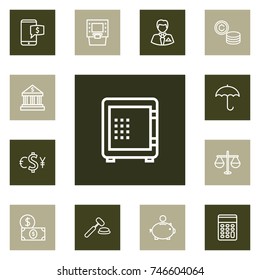 Set Of 13 Budget Outline Icons Set.Collection Of Justice, Electron Payment, Auction And Other Elements.