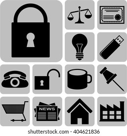 Set of 13 business icons. Minimal Modern.