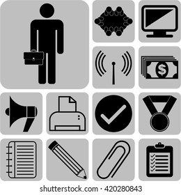Conjunto de 13 iconos de negocios. Iconos de calidad.