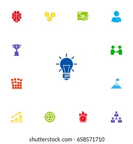 Set Of 13 Business Icons Set.Collection Of Achievement, Gear, Meeting And Other Elements.