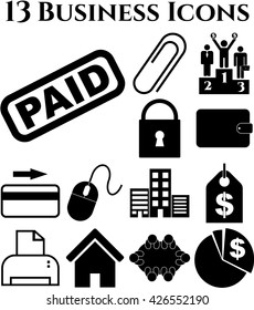 Set of 13 business icons. Universal Modern Icons.