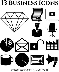 Set of 13 business icons. Universal Modern Icons.