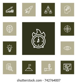Set Of 13 Business Outline Icons Set.Collection Of Startup, Development, Eye And Other Elements.