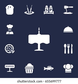 Set Of 13 Cafe Icons Set.Collection Of Vermicelli, Pepperoni, Condiments And Other Elements.