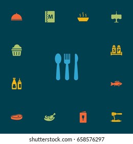 Set Of 13 Cafe Icons Set.Collection Of Alcohol, Condiments, Catsup And Other Elements.