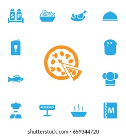 Set Of 13 Cafe Icons Set.Collection Of Alcohol, Grill, Broth And Other Elements.