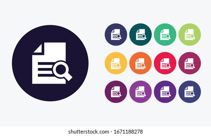 
Set of 13 circles with search file icon. 