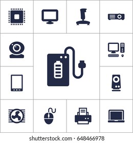 Set Of 13 Computer Icons Set.Collection Of Palmtop, Display, Show And Other Elements.