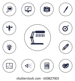 Set Of 13 Constructive Icons Set.Collection Of Photo, Wings, Science And Other Elements.