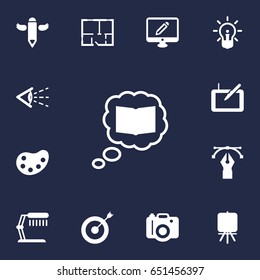 Set Of 13 Constructive Icons Set.Collection Of Look, Concept, Artist And Other Elements.