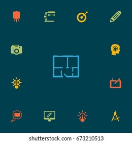 Set Of 13 Constructive Icons Set.Collection Of Compass, Science, Screen And Other Elements.