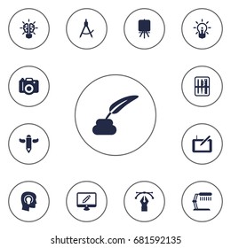 Set Of 13 Constructive Icons Set.Collection Of Stand , Case , Gadget Elements.