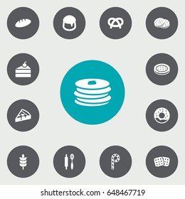 Set Of 13 Cook Icons Set.Collection Of Pepperoni, Custard, Doughnut And Other Elements.