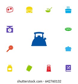 Set Of 13 Cooking Icons Set.Collection Of Eggs, Pepperoni, Weighing Machine And Other Elements.